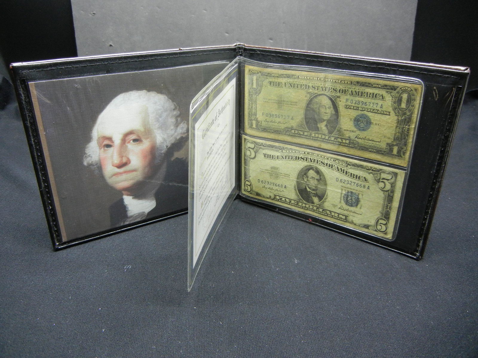 Blue Seal One Dollar  and $5 Bank Notes. In Custom (1 of 6)