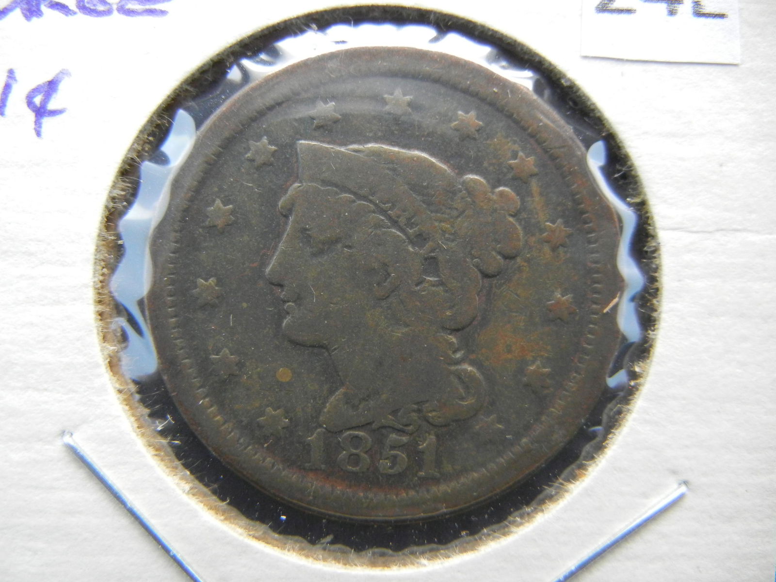 1851 Large One Cent . VG. (1 of 3)