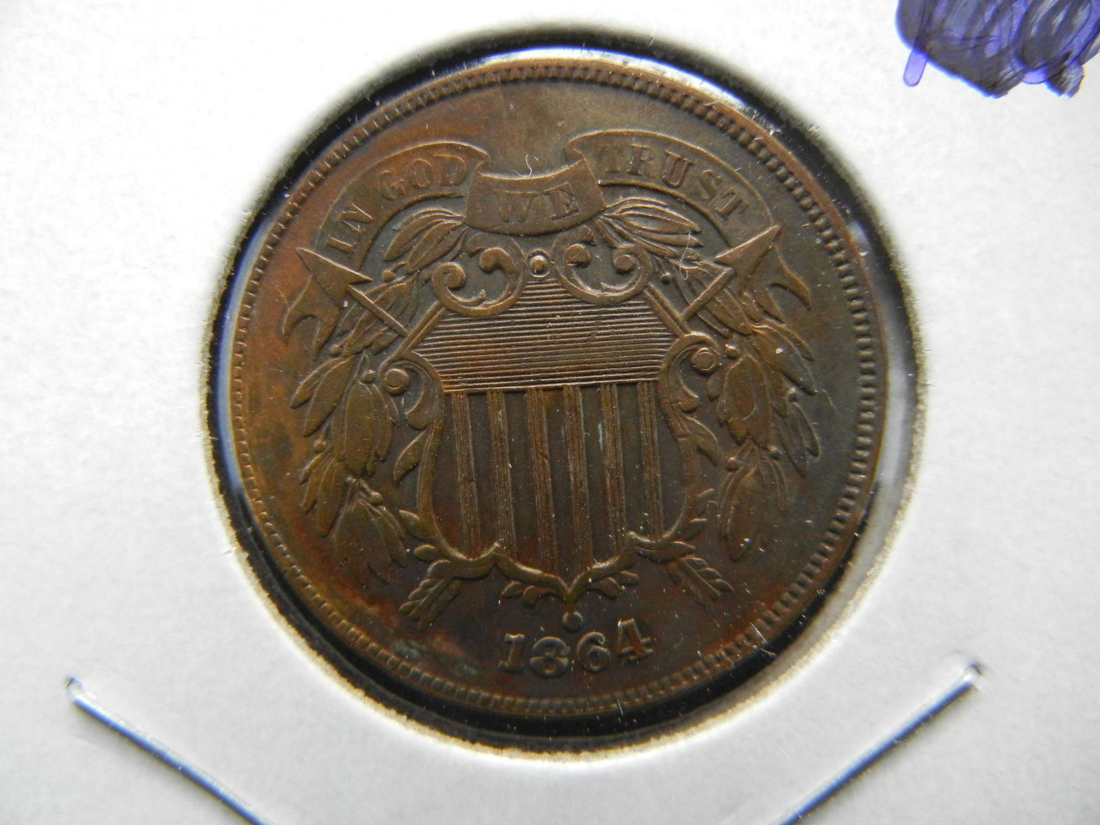1864 US Two Cent Piece. XF/AU Strong WE (1 of 3)