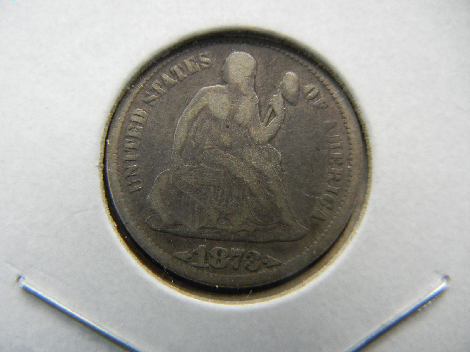 1873 With Arrows Seated Dime.  Original Fine. (1 of 3)
