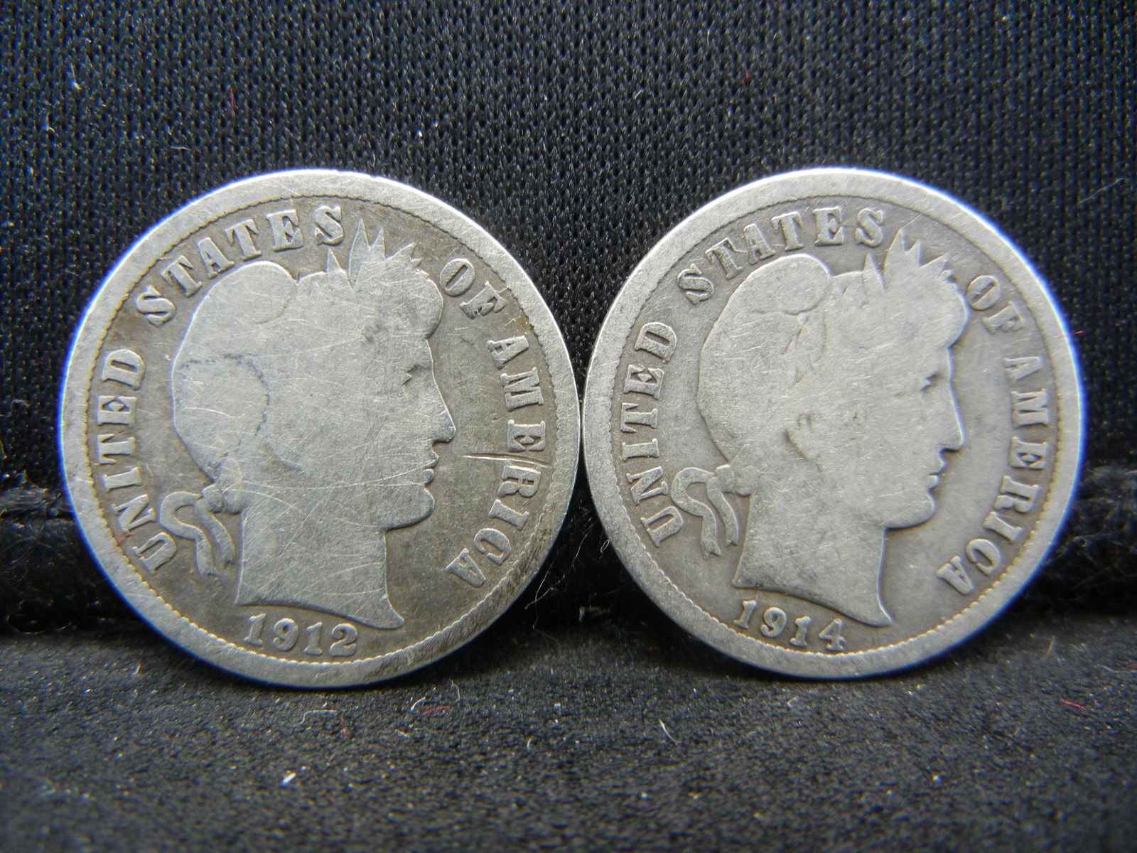 1912 & 1914 SILVER BARBER (90%) DIMES, (ONLY 19.3 & (1 of 2)
