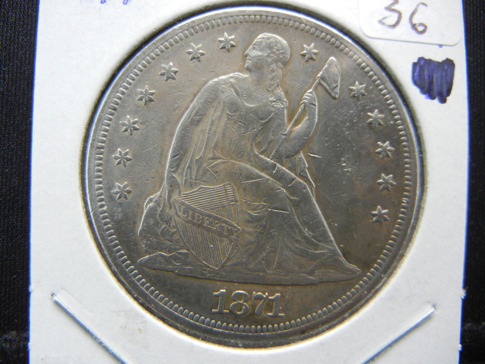 1871 Seated Dollar.  Extremely Fine 45 detail. (1 of 3)