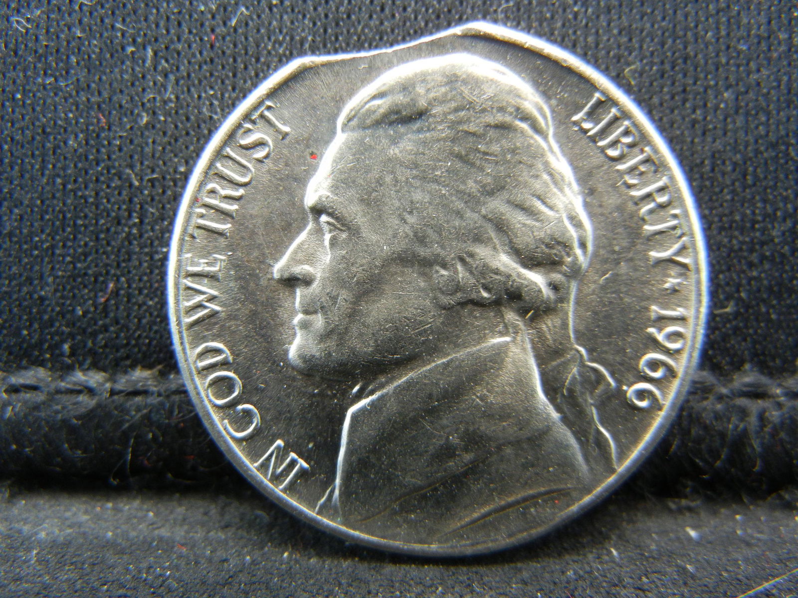 1966 Jefferson Nickel With Clip Error. (1 of 2)