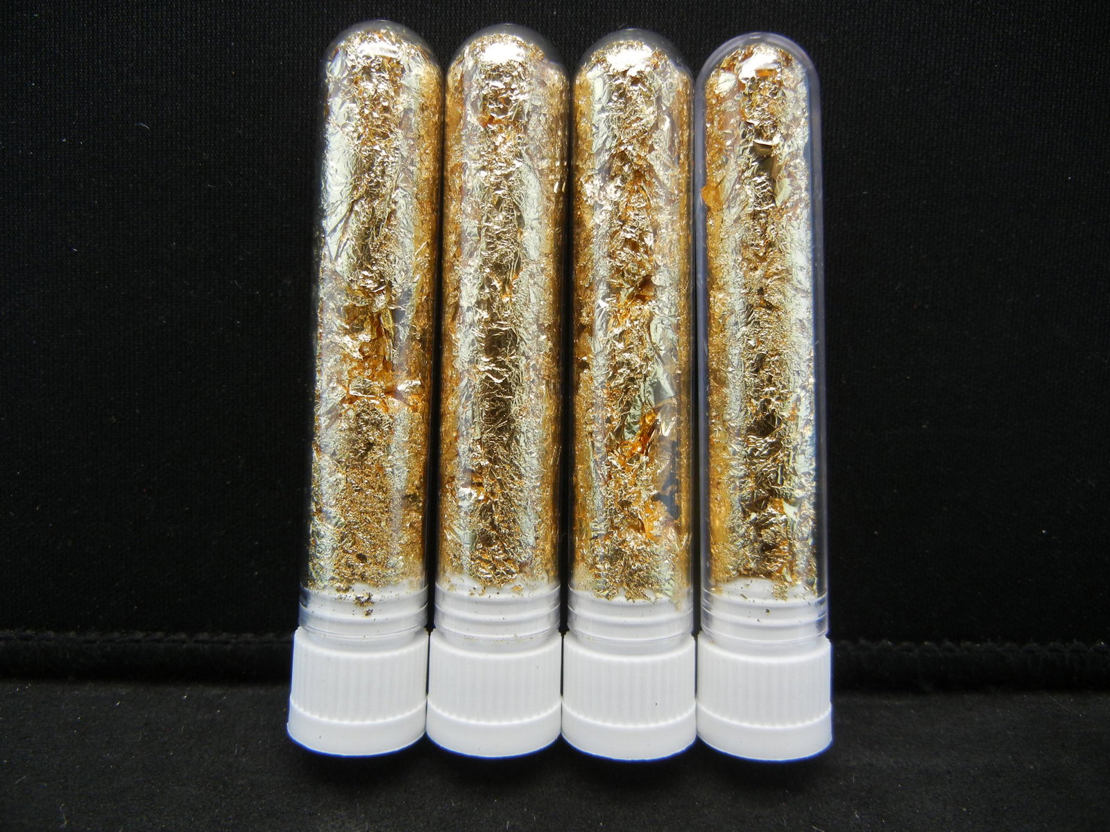 (4) Vials of 22k Gold Leaf Flakes: (4) Vials of 22k Gold Leaf Flakes