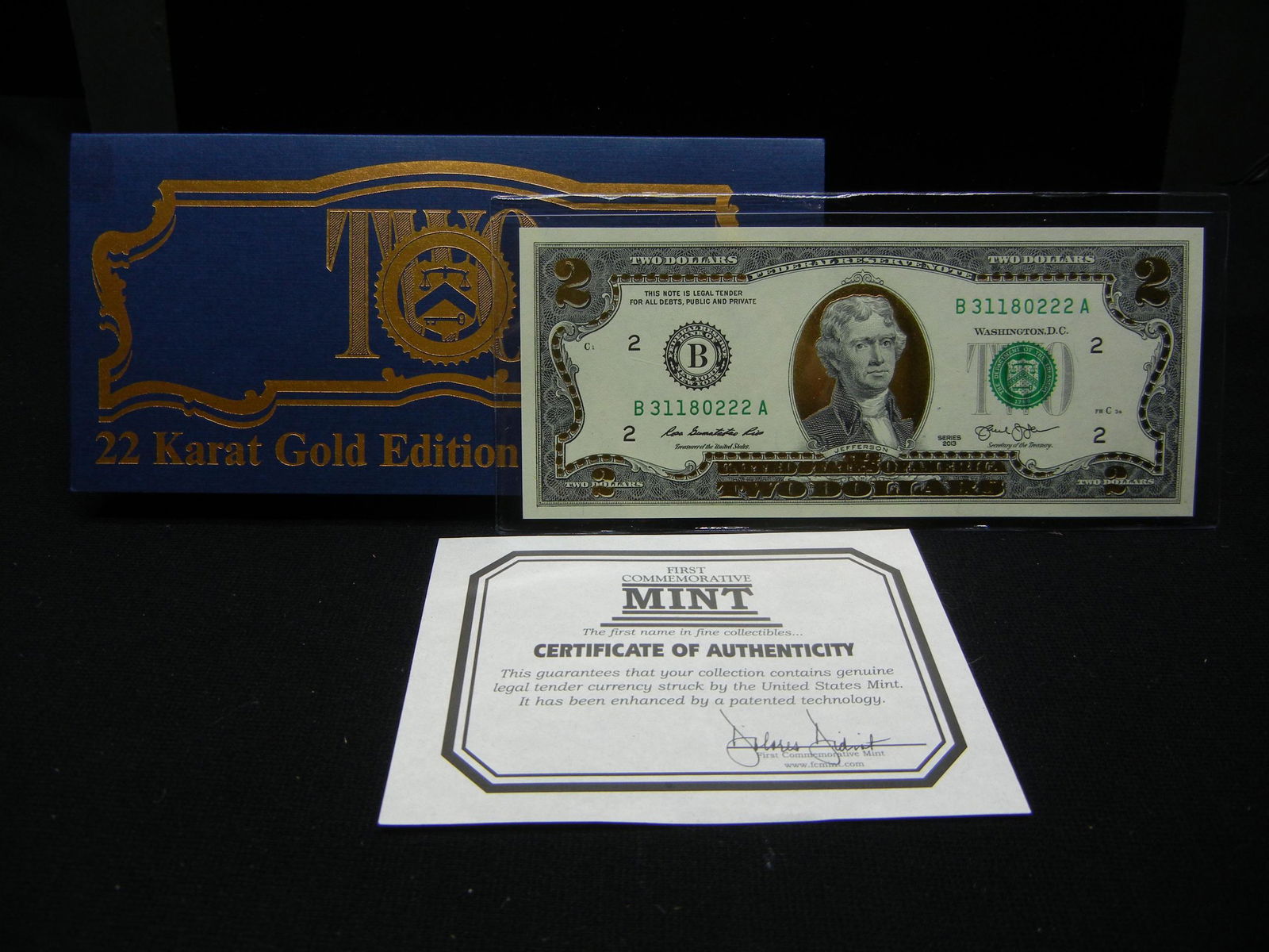 22kt Gold Edition $2.00 Bank Note. Novelty (1 of 5)