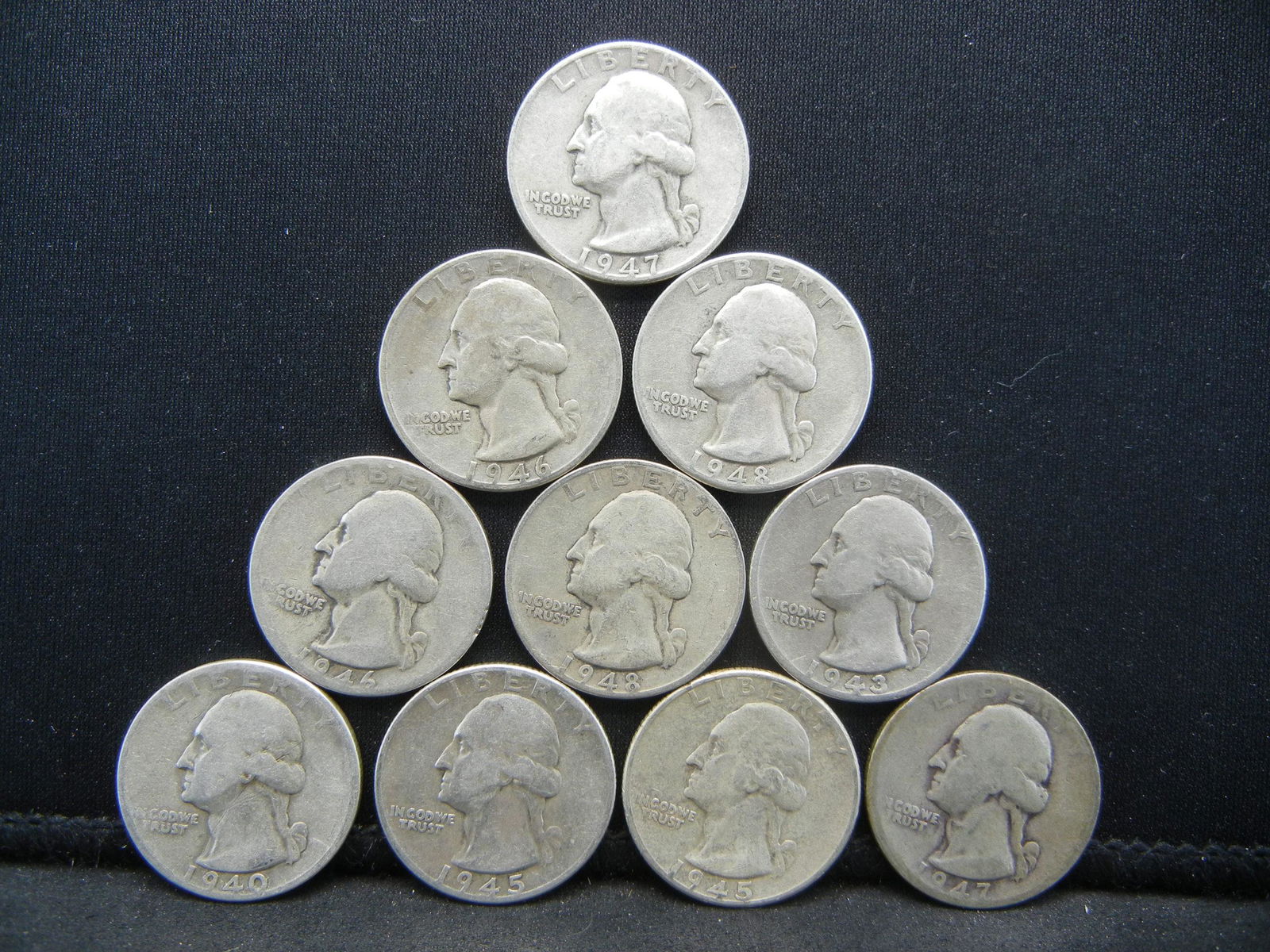 1940's Washington Silver Quarters - Lot of 10 (1 of 2)