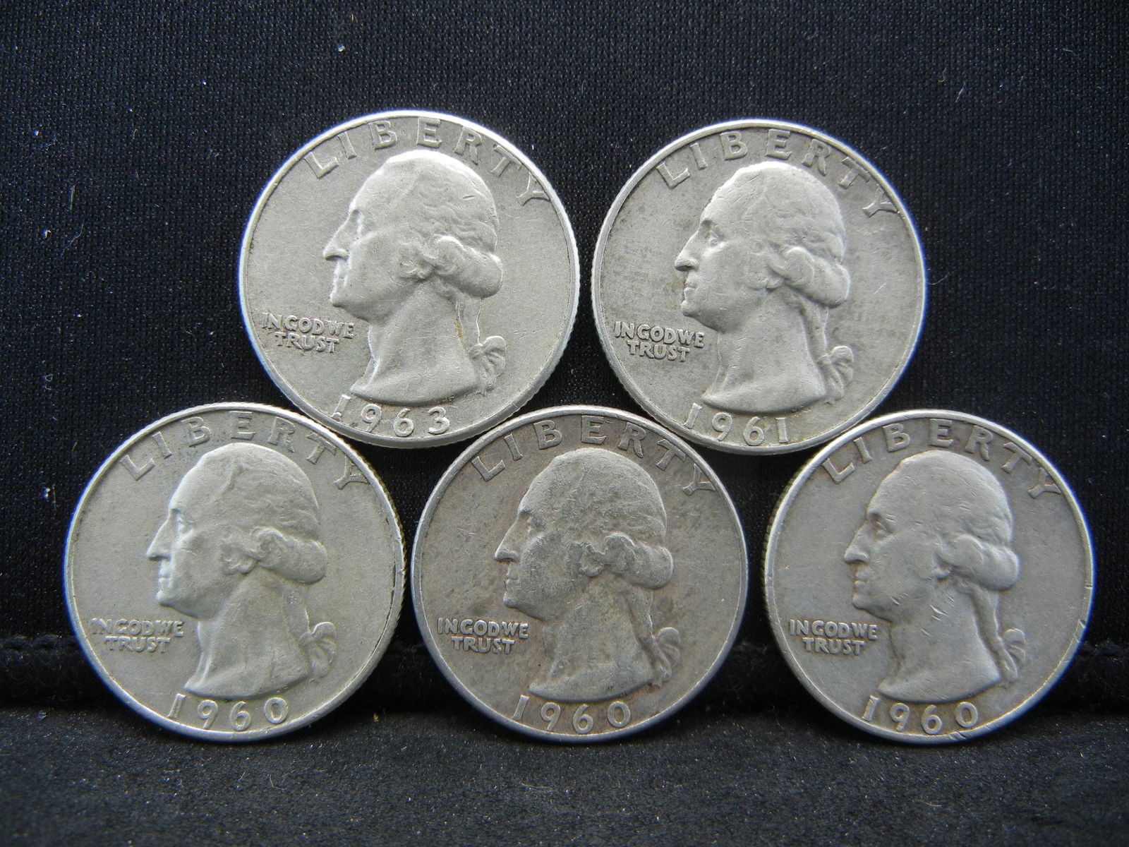 (5) 90% Silver Washington Quarters (1 of 2)