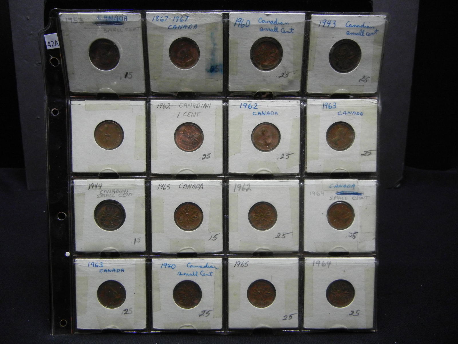 (16) Canadian One Cent Pieces. Earlier years (1 of 9)