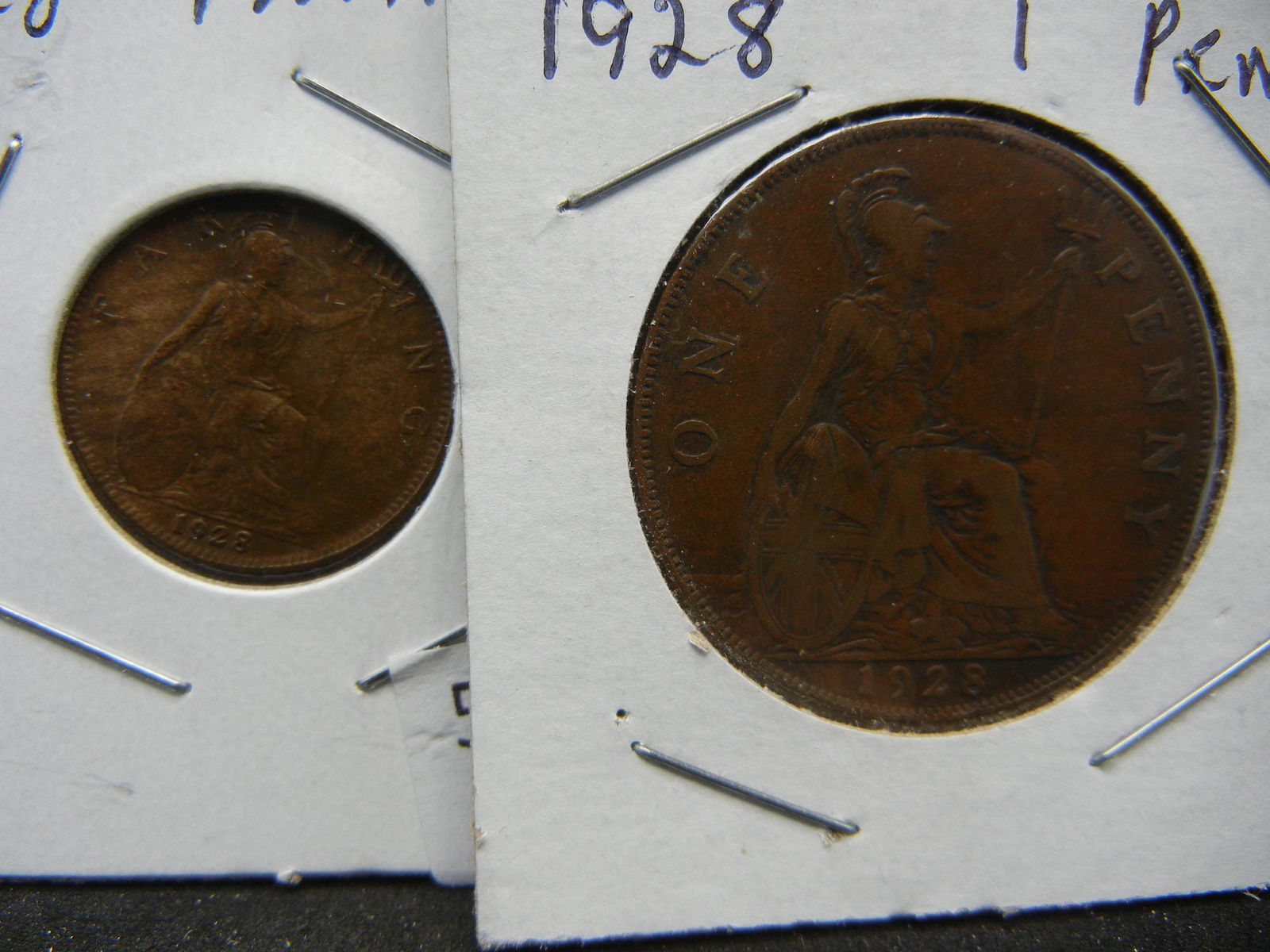 1928 Great Britain Farthing and One Cent Piece (1 of 2)