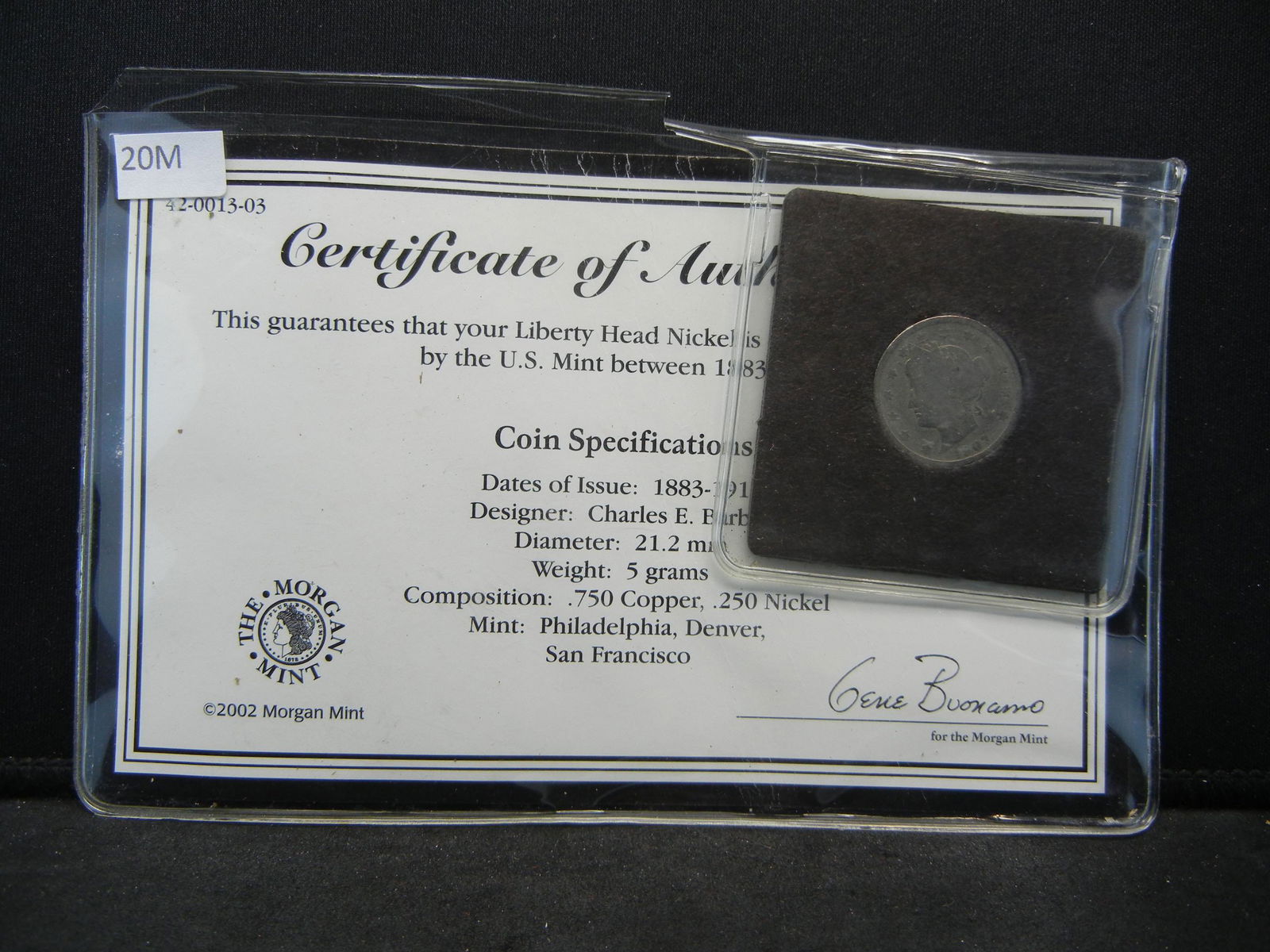 1907 V-Nickel With Certificate of Authenticity Issued (1 of 4)