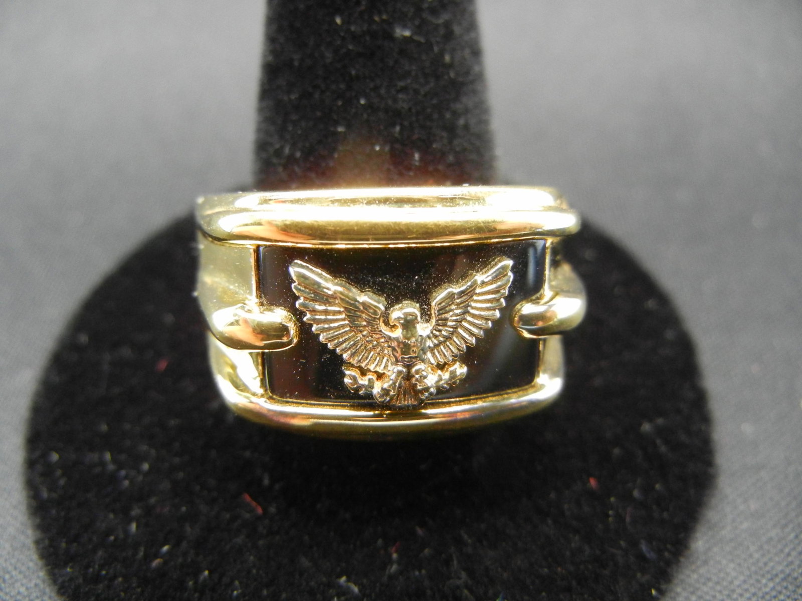 Men's Sterling Silver Ring with 14k Solid Gold Eagle - (1 of 4)