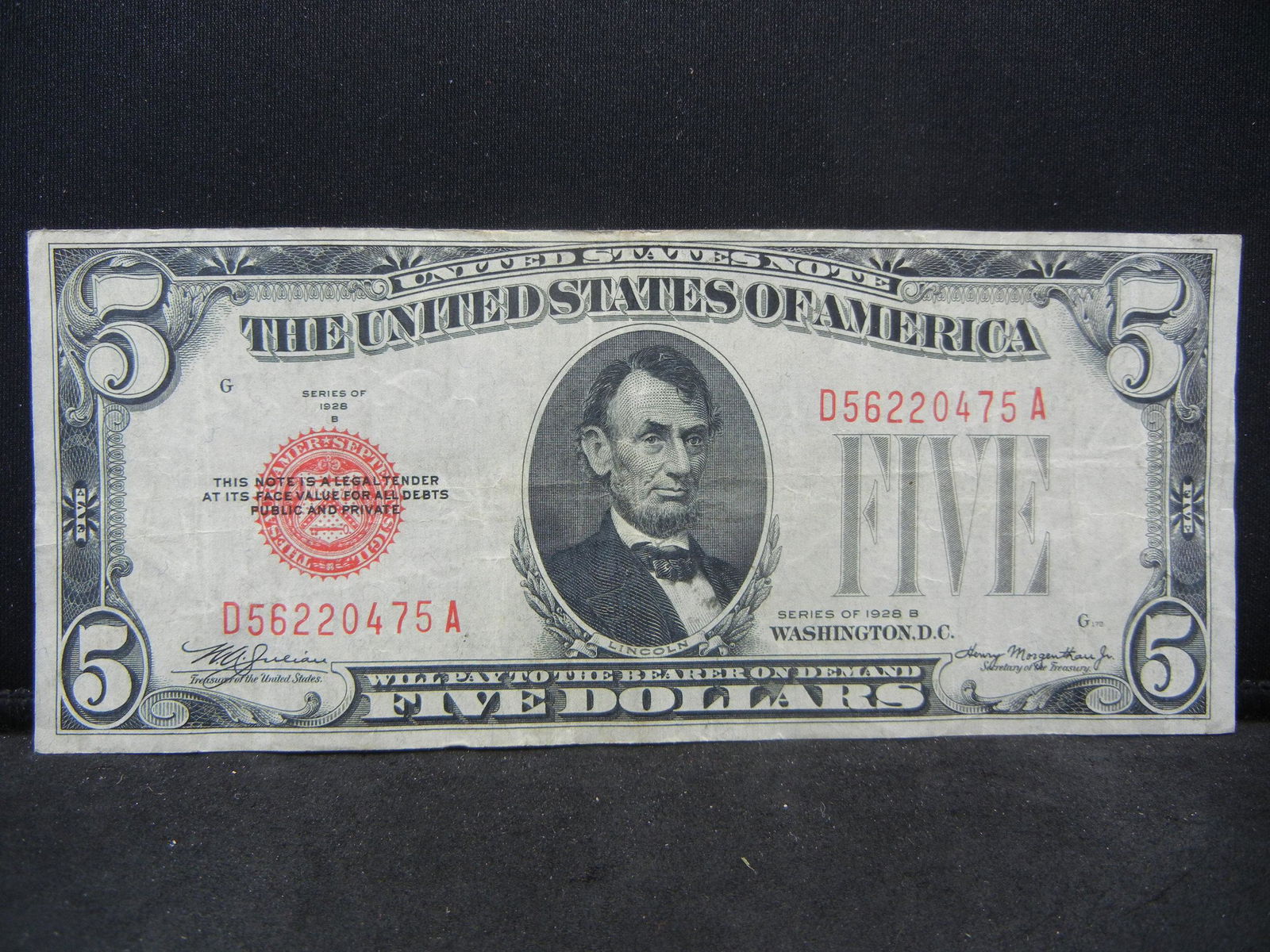 1928 $5 Red Seal Bank Note (1 of 3)