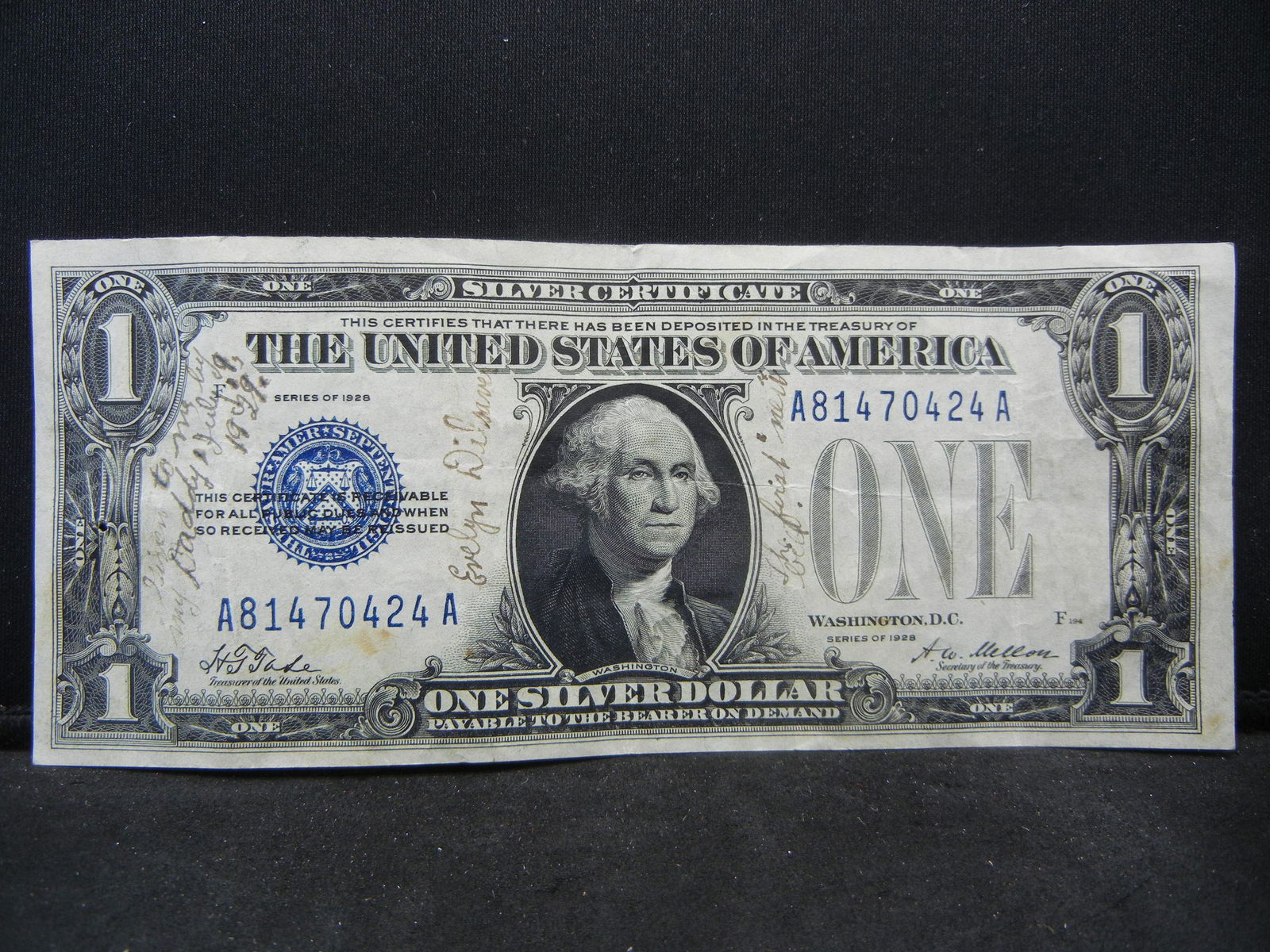 1928 $1 US Silver Certificate Funny Back (1 of 5)