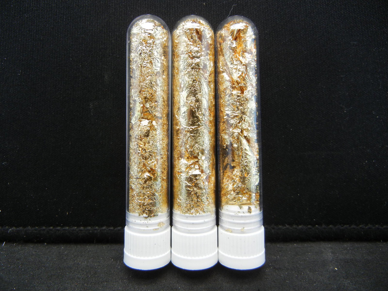 (3) Vials of 22k Gold Leaf Flakes: (3) Vials of 22k Gold Leaf Flakes