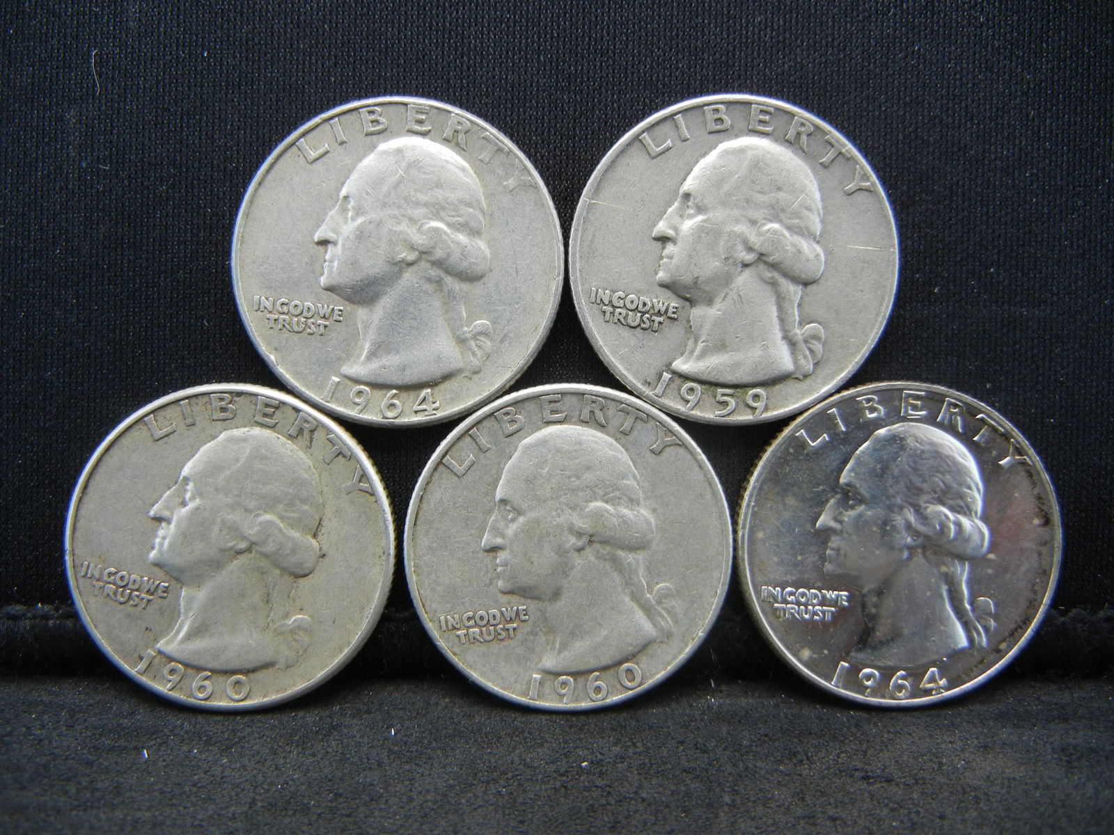 (5) Mixed Date 90% Silver Washington Quarters (1 of 2)
