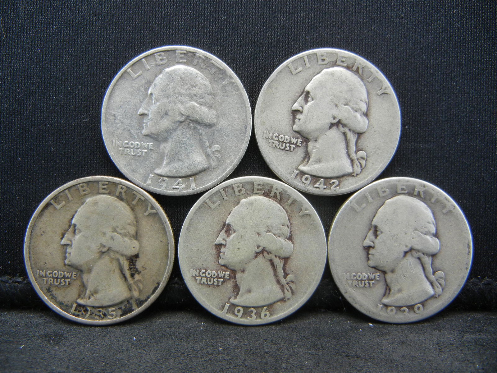 (5) Mixed Date 90% Silver Washington Quarters (1 of 2)
