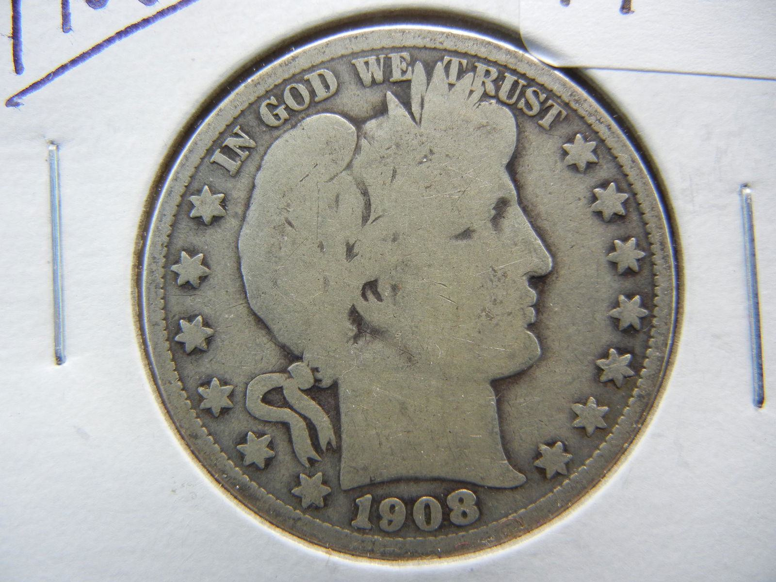1908-O Barber Silver Half Dollar. Details (1 of 3)