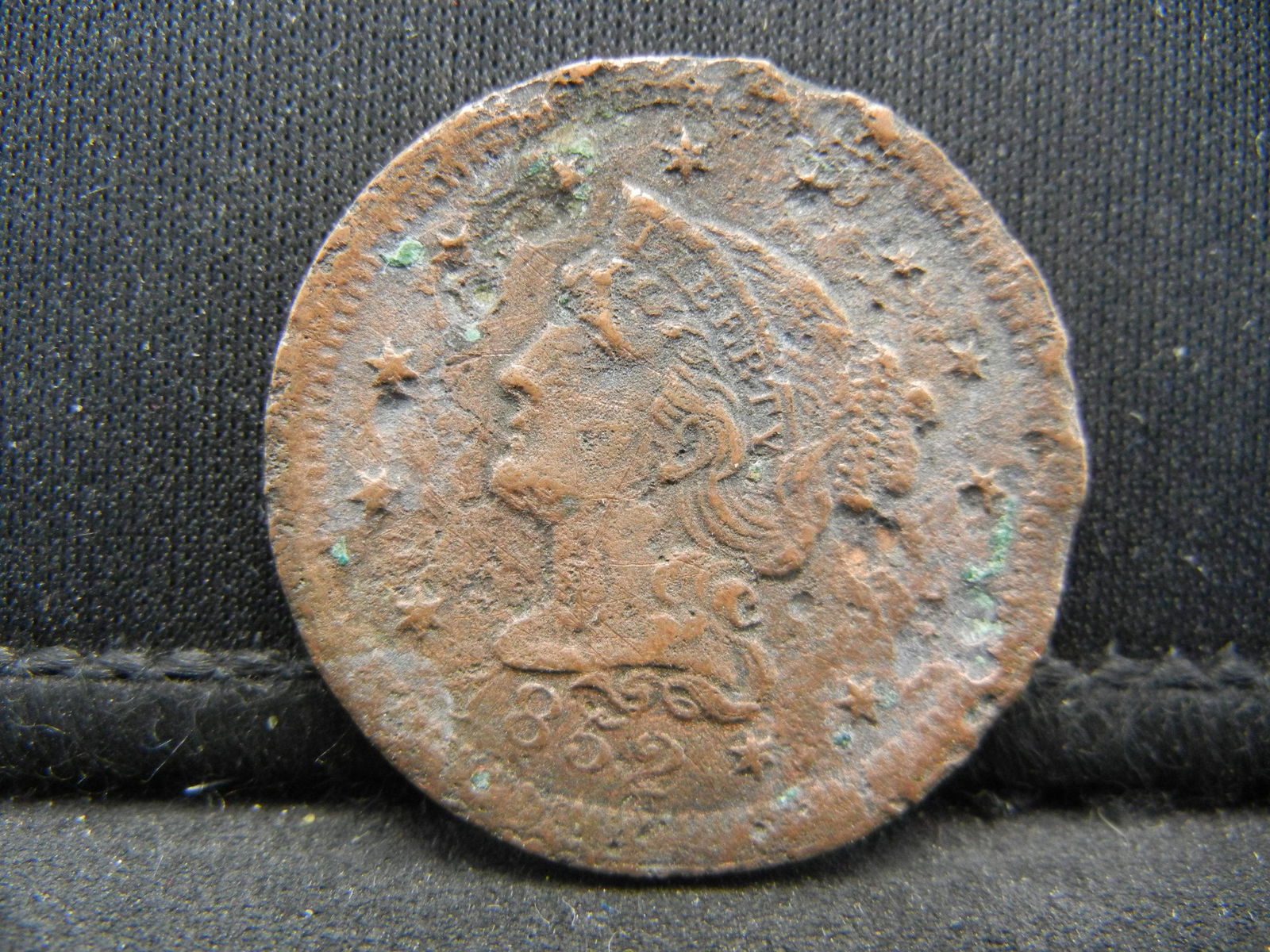 1852 Large Braided Hair cent. XF detail. (1 of 2)