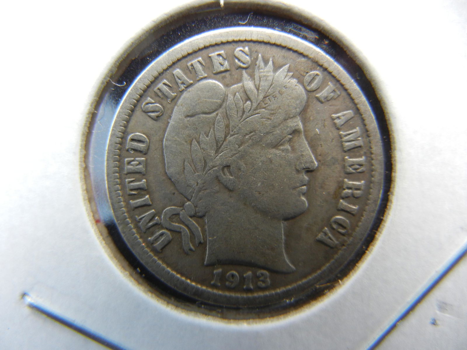 1913 Barber Dime. VF. (1 of 3)