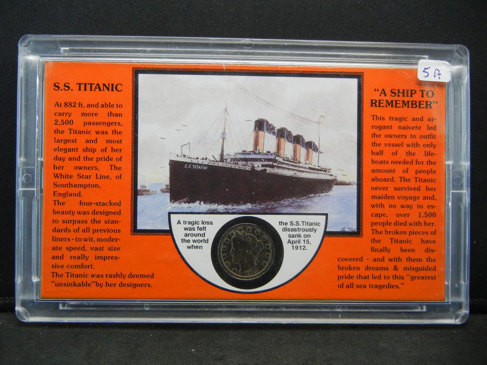 Titanic Commemorative display.  Contains a gold plated (1 of 4)