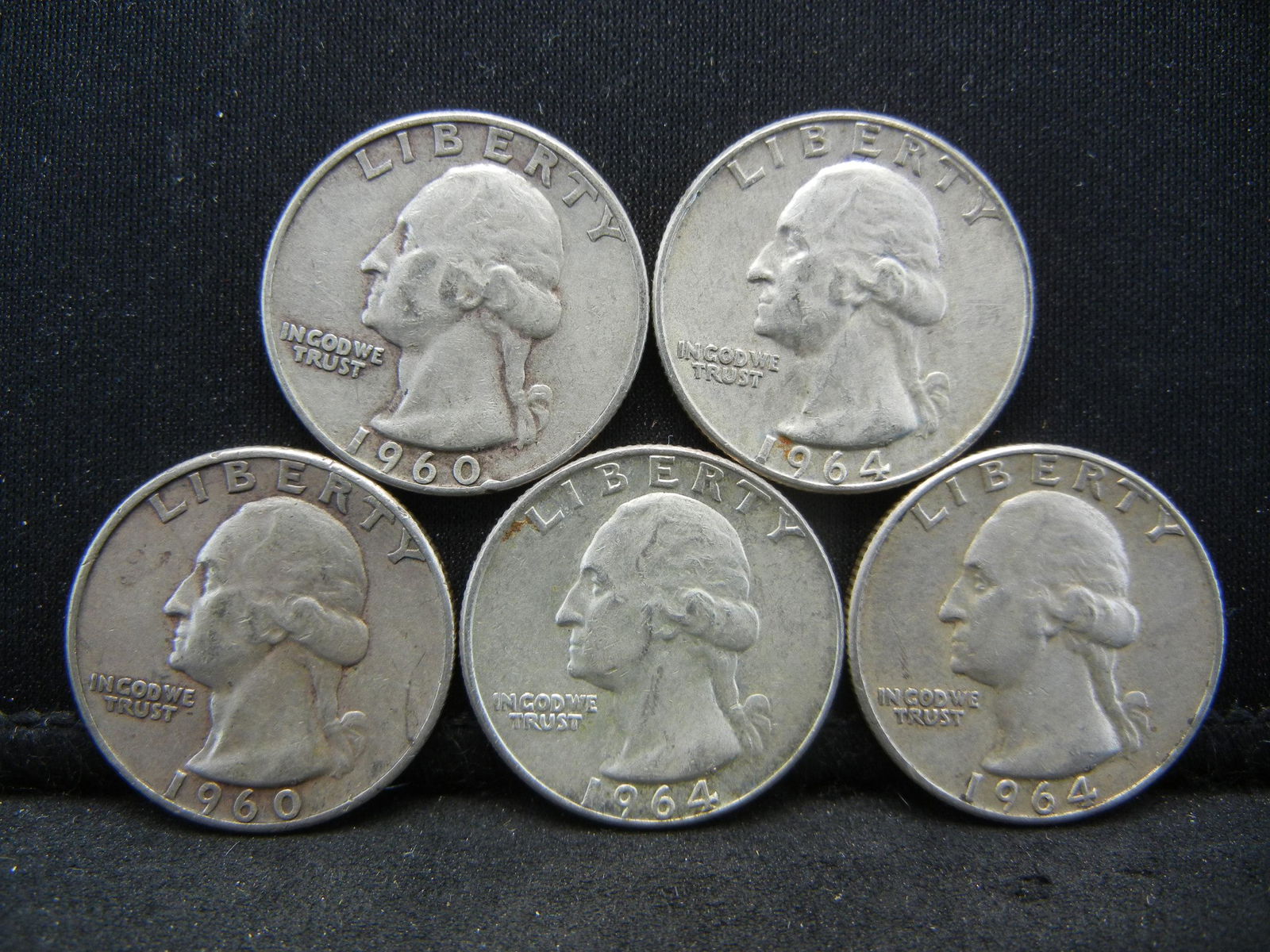 (5) 90% Silver Washington Quarters (1 of 2)