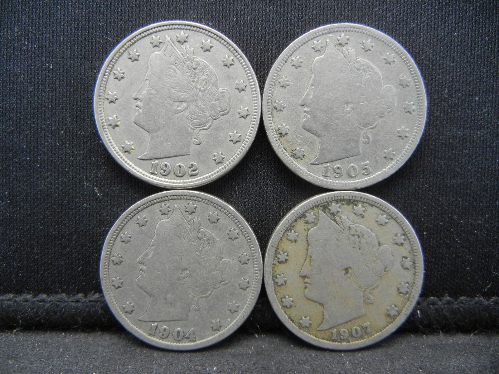 1902 1904 1905 1907 V-Nickels. (1 of 2)