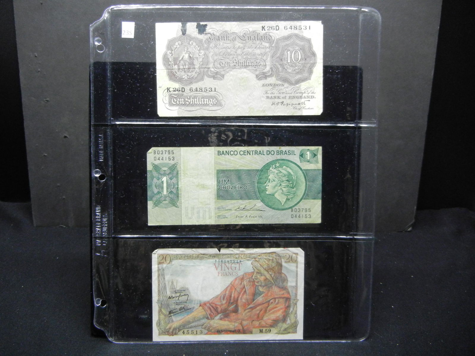 (3) Foreign Bank Notes. England, France, Brazil (1 of 4)