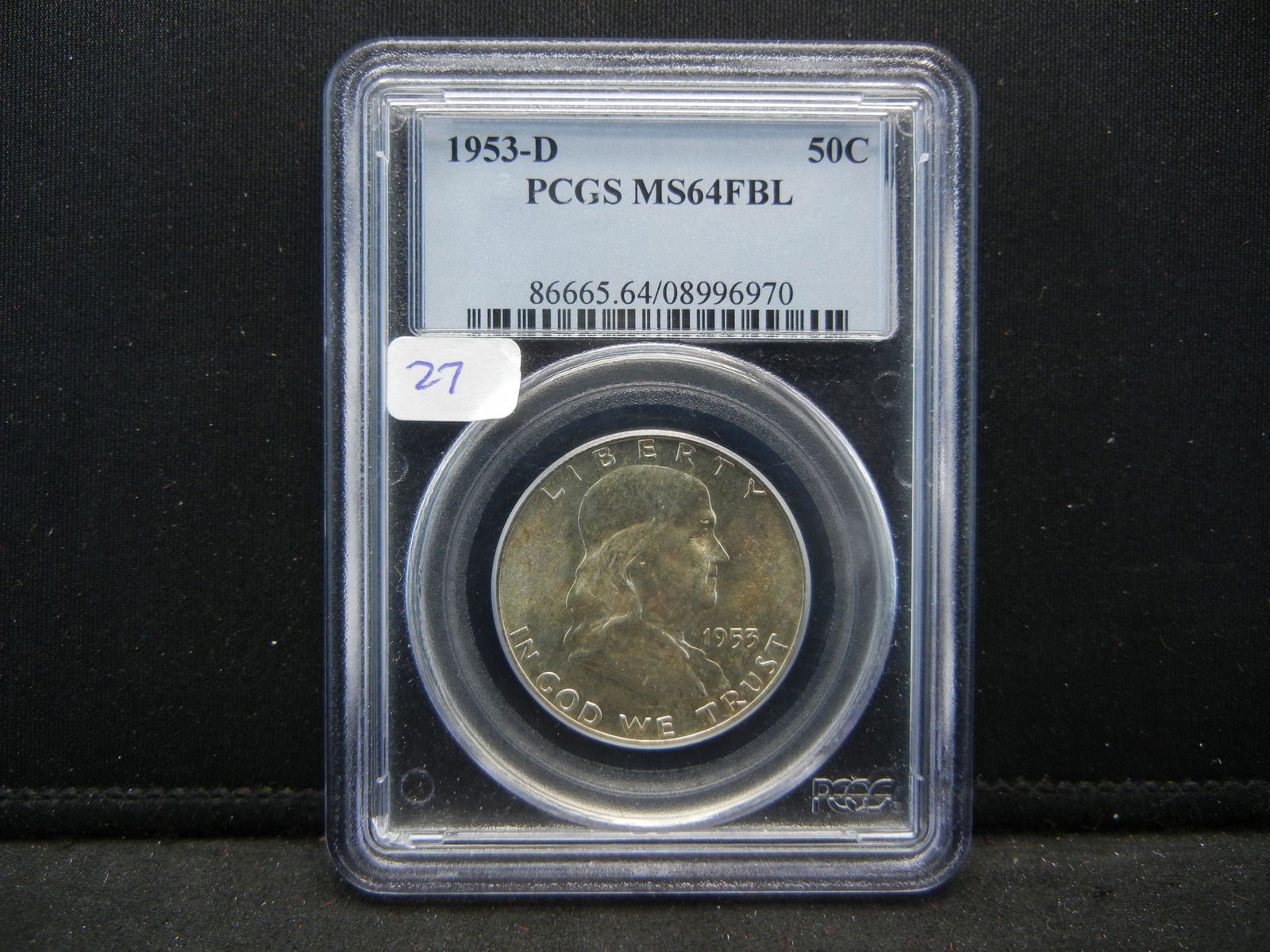 1953-D Franklin Half.  PCGS slabbed this as MS 64, Full (1 of 4)