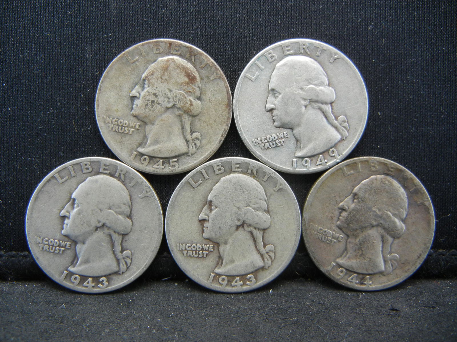 (5) 90% Silver Washington Quarters (1 of 2)