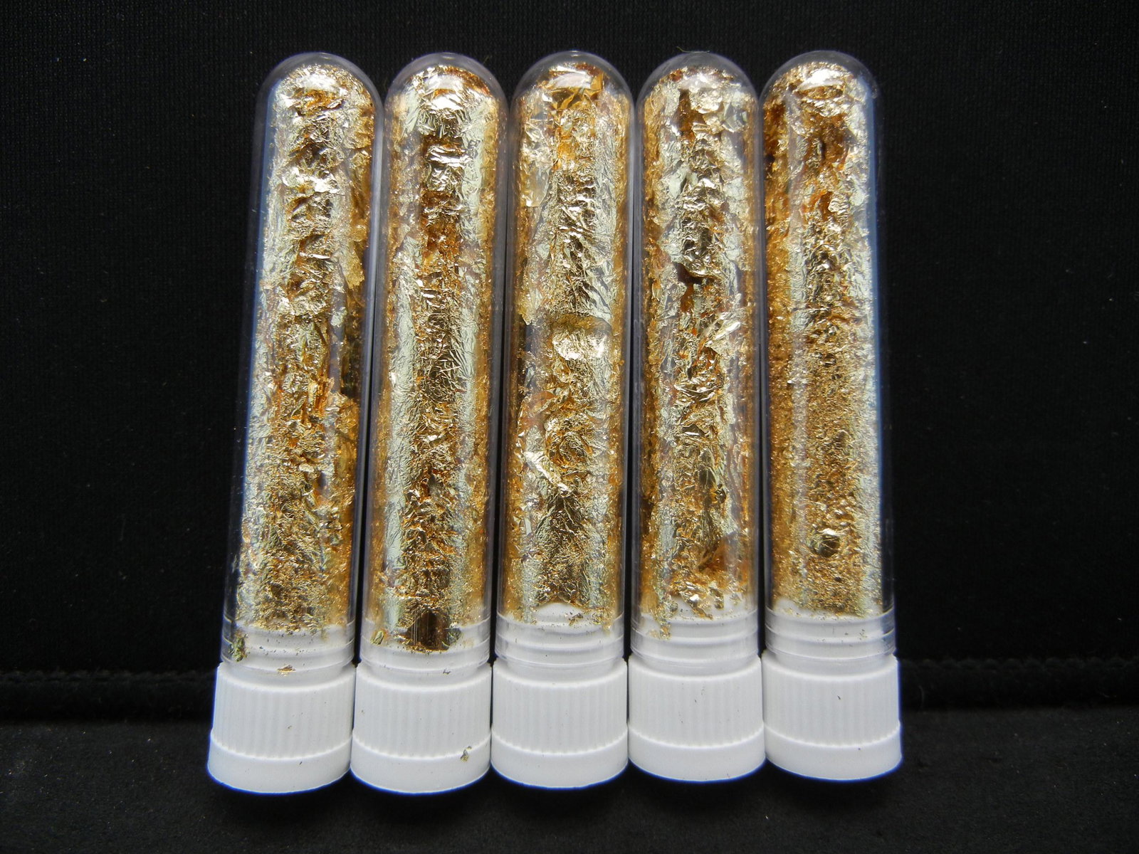(5) Viles of 22k Gold Leaf Flakes: (5) Viles of 22k Gold Leaf Flakes
