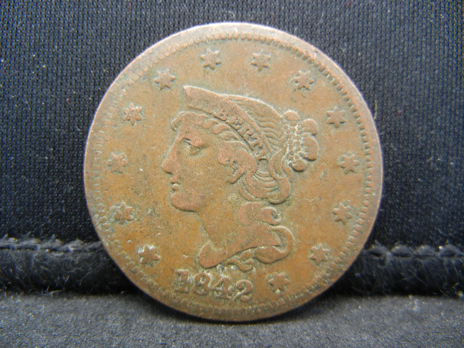 1842 Large Cent Strong Details Bent (1 of 2)