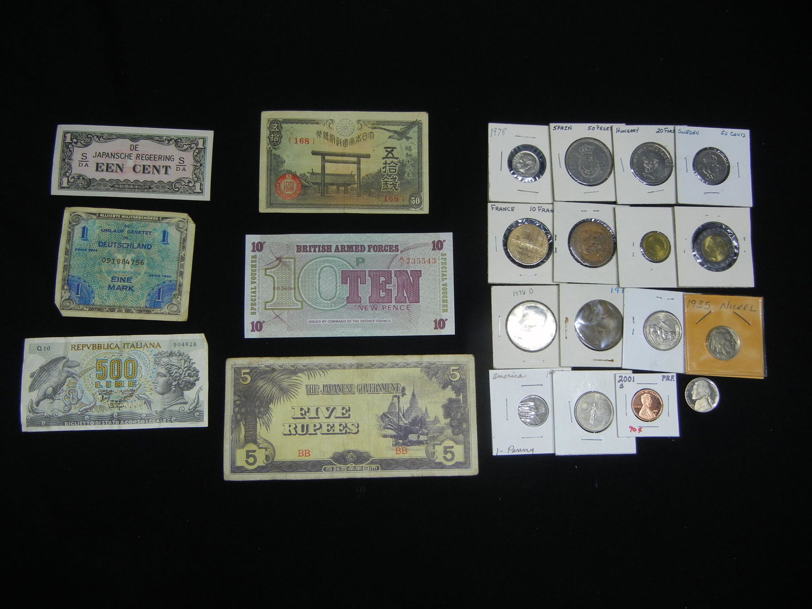 Misc. Lot:  Foreign Currency, U.S. and Foreign Coins. (1 of 4)