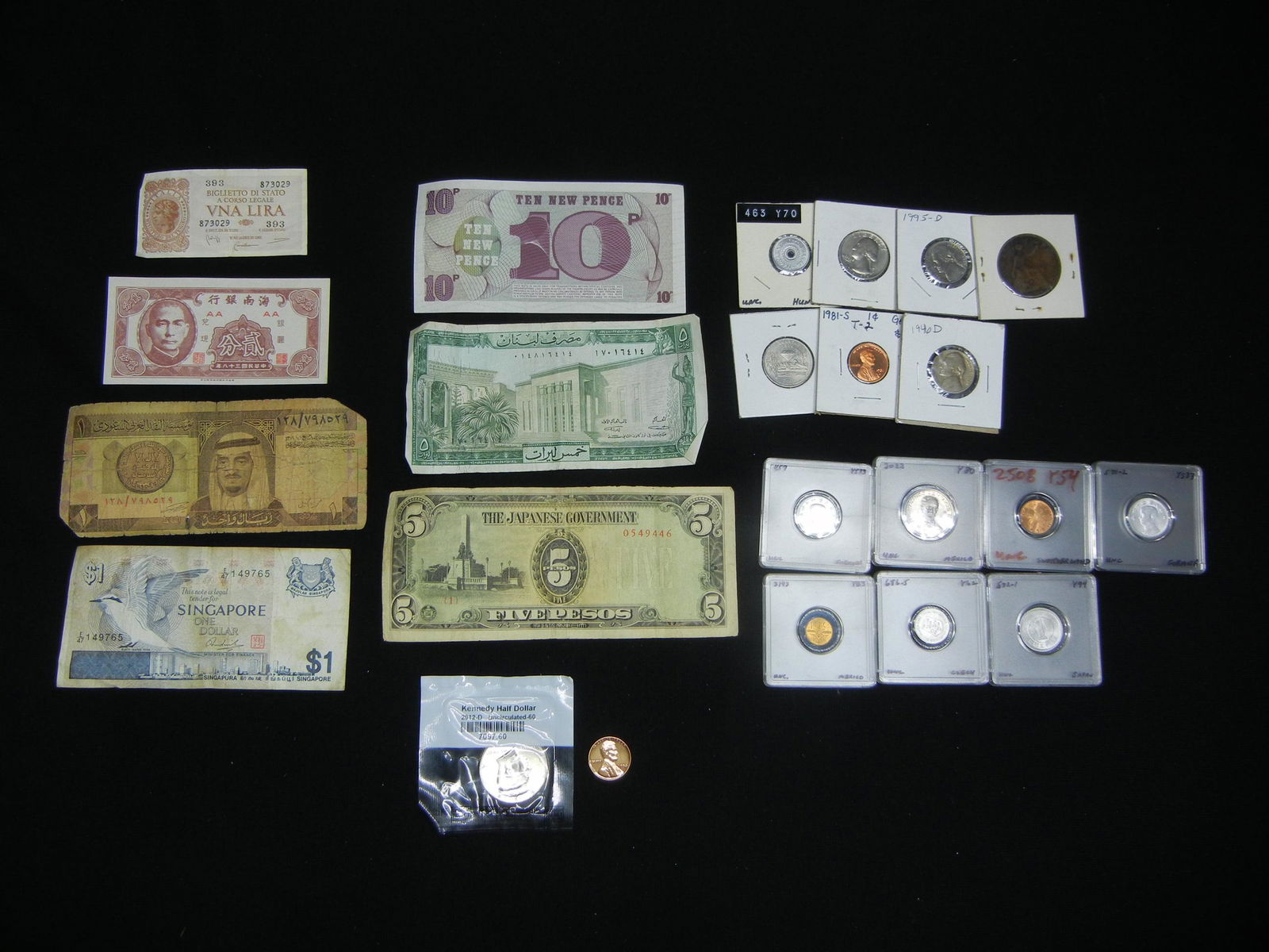 Misc. Lot:  Foreign Currency, U.S. and Foreign Coins. (1 of 5)