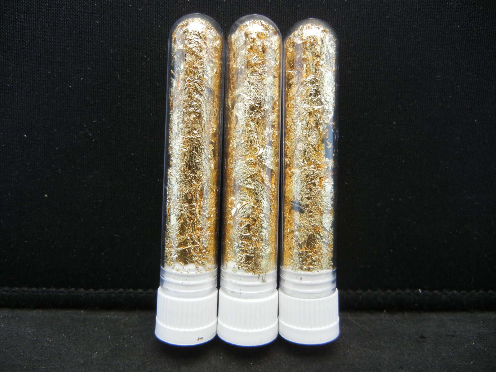 (3) Vials of 22k Gold Leaf Flakes: (3) Vials of 22k Gold Leaf Flakes