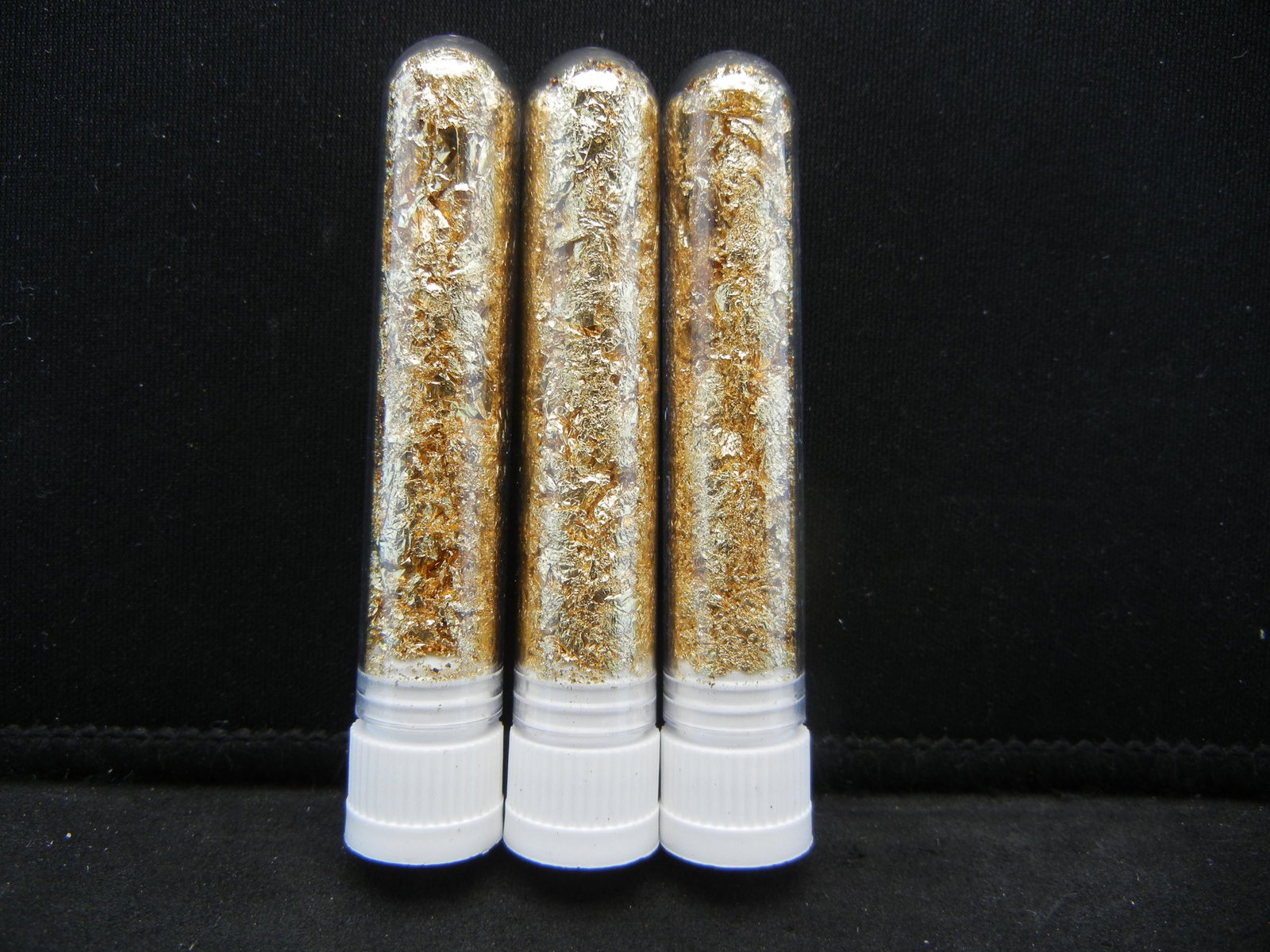 (3) Vials of 22k Gold Leaf Flakes: (3) Vials of 22k Gold Leaf Flakes