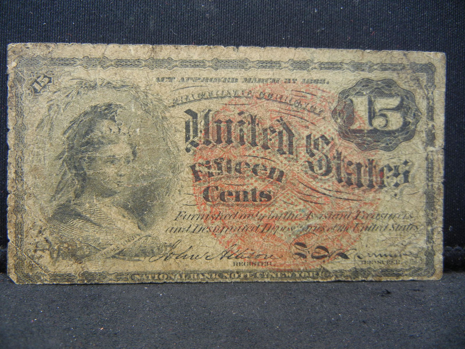 1863 15 cent fractional note CIVIL WAR (1 of 2)