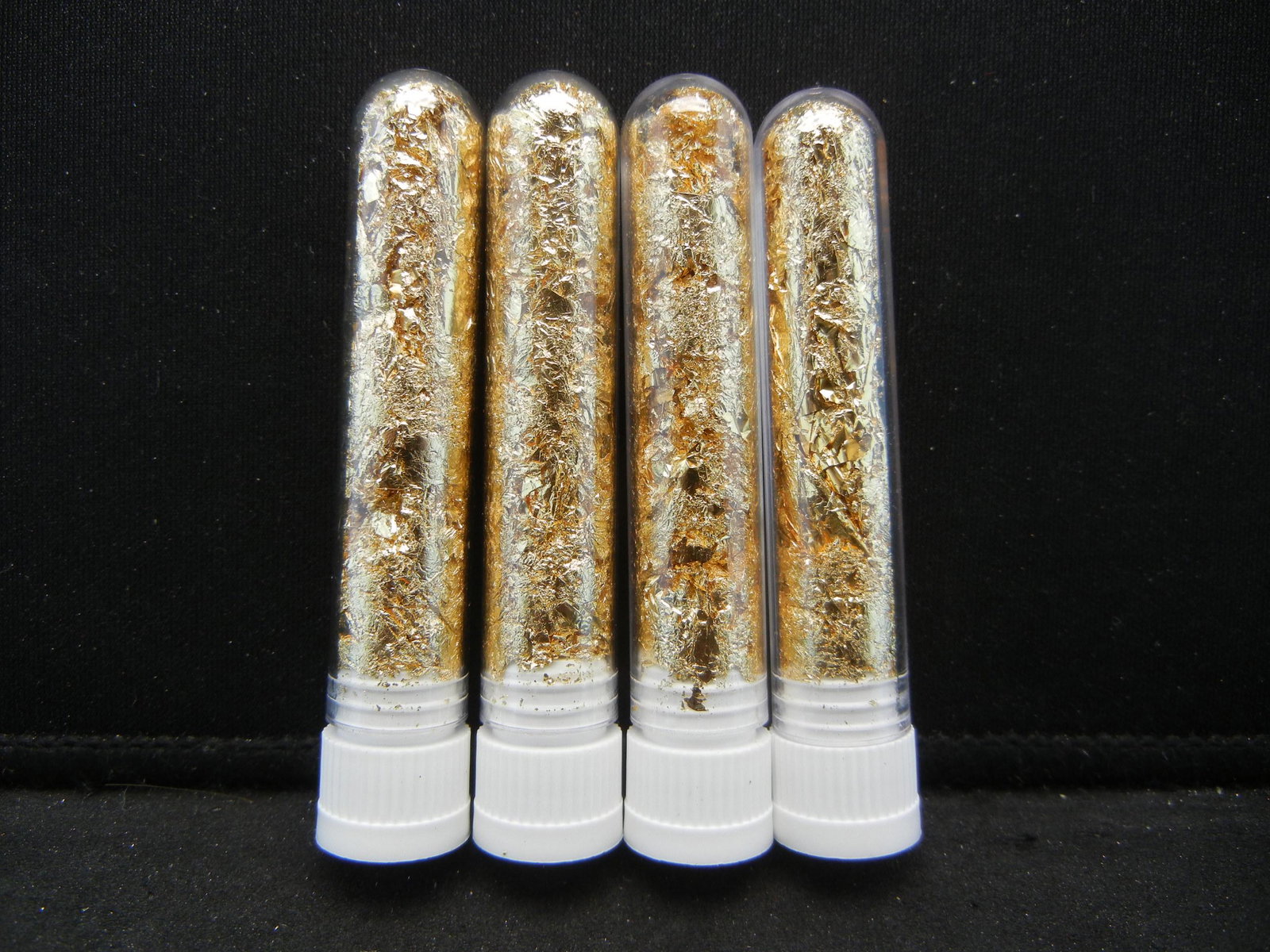 (4) Vials of 22k Gold Leaf Flakes: (4) Vials of 22k Gold Leaf Flakes