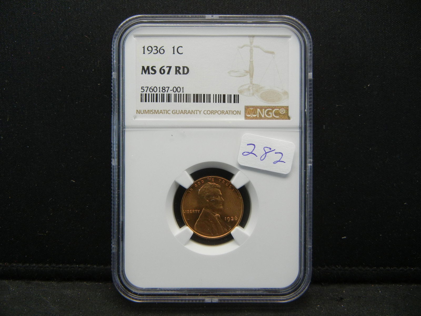 1936 Lincoln Cent NGC MS67 Red NGC Price Guide $195 (1 of 4)