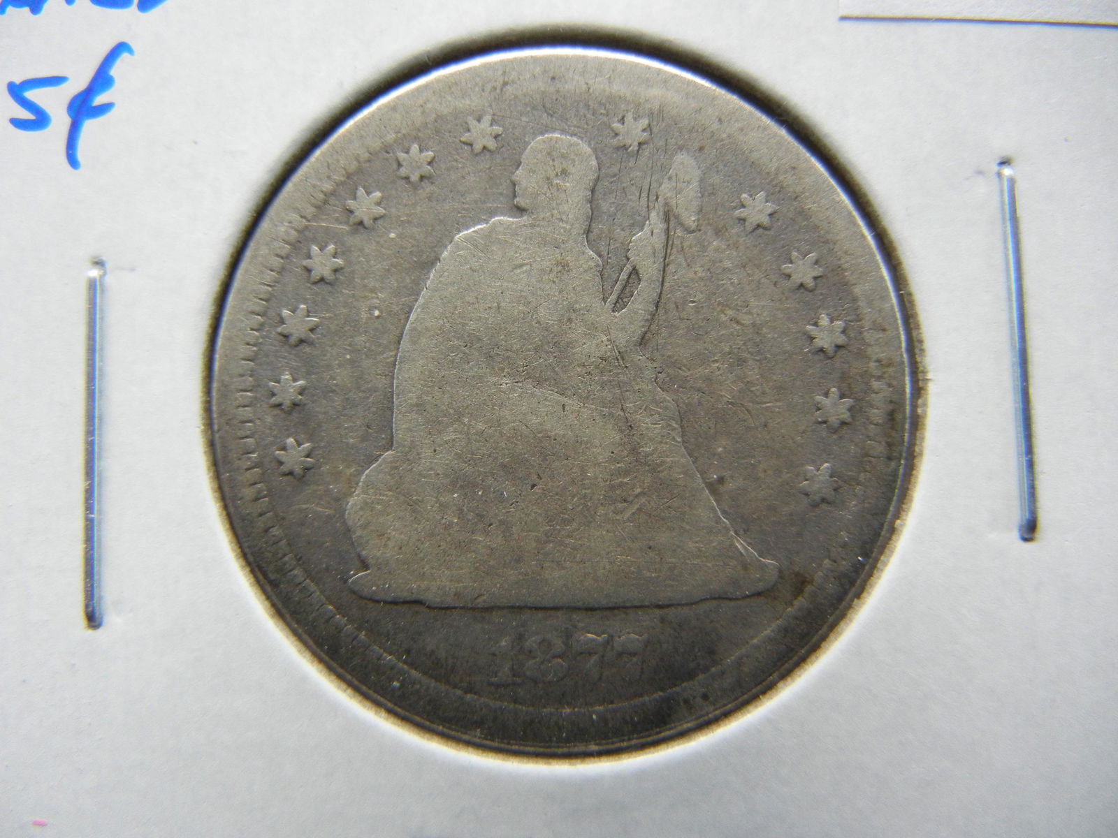 1877-S Seated Quarter. VG+. (1 of 3)