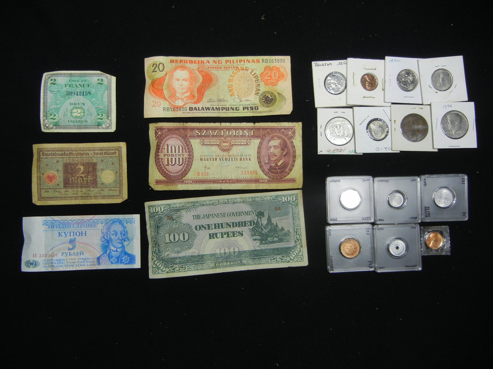 Misc. Lot: Foreign Currency, U.S. and Foreign Coins.: Misc. Lot: Foreign Currency, U.S. and Foreign Coins.