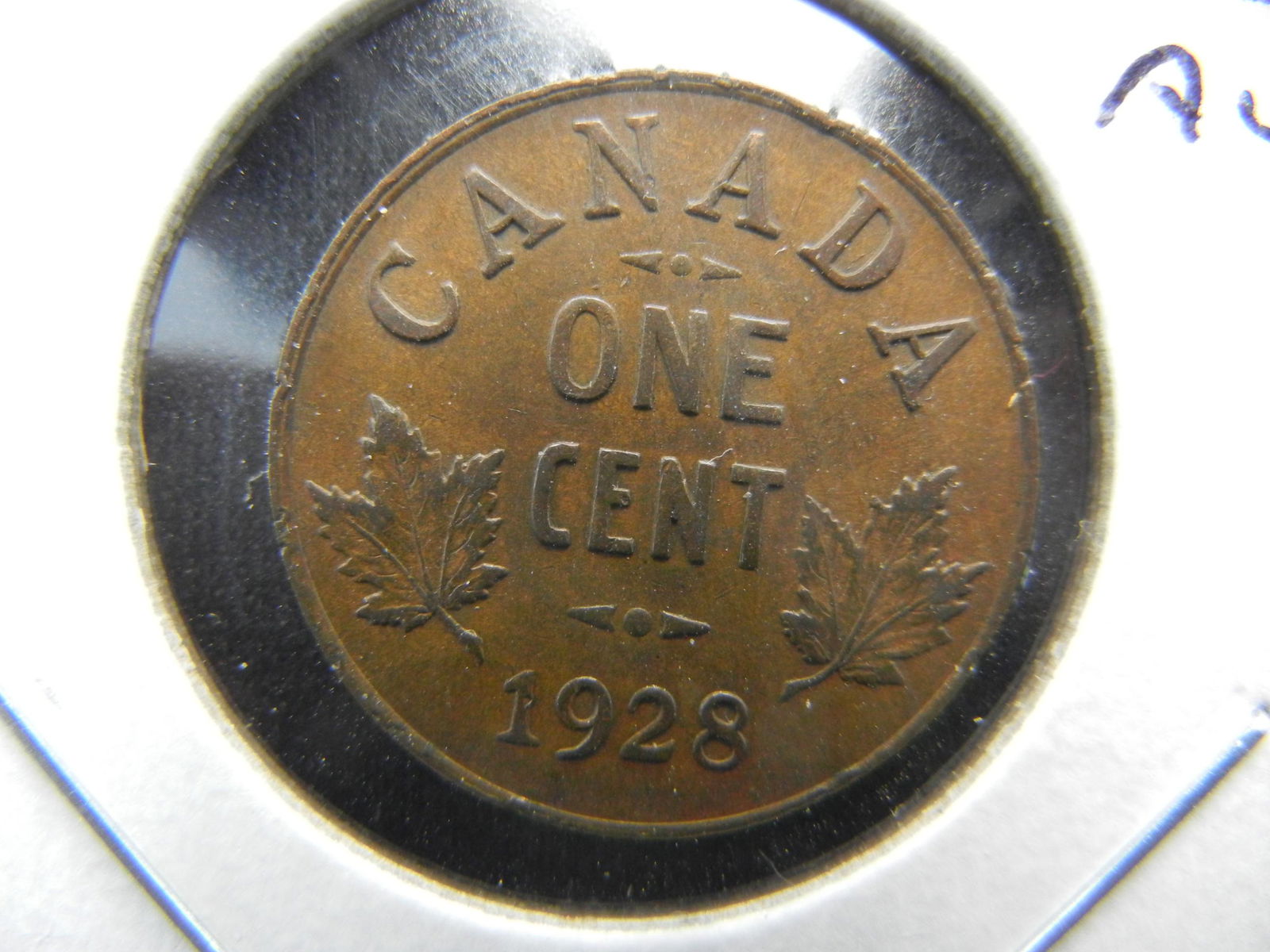 1928 Canada One Cent . High Grade. AU+. (1 of 3)