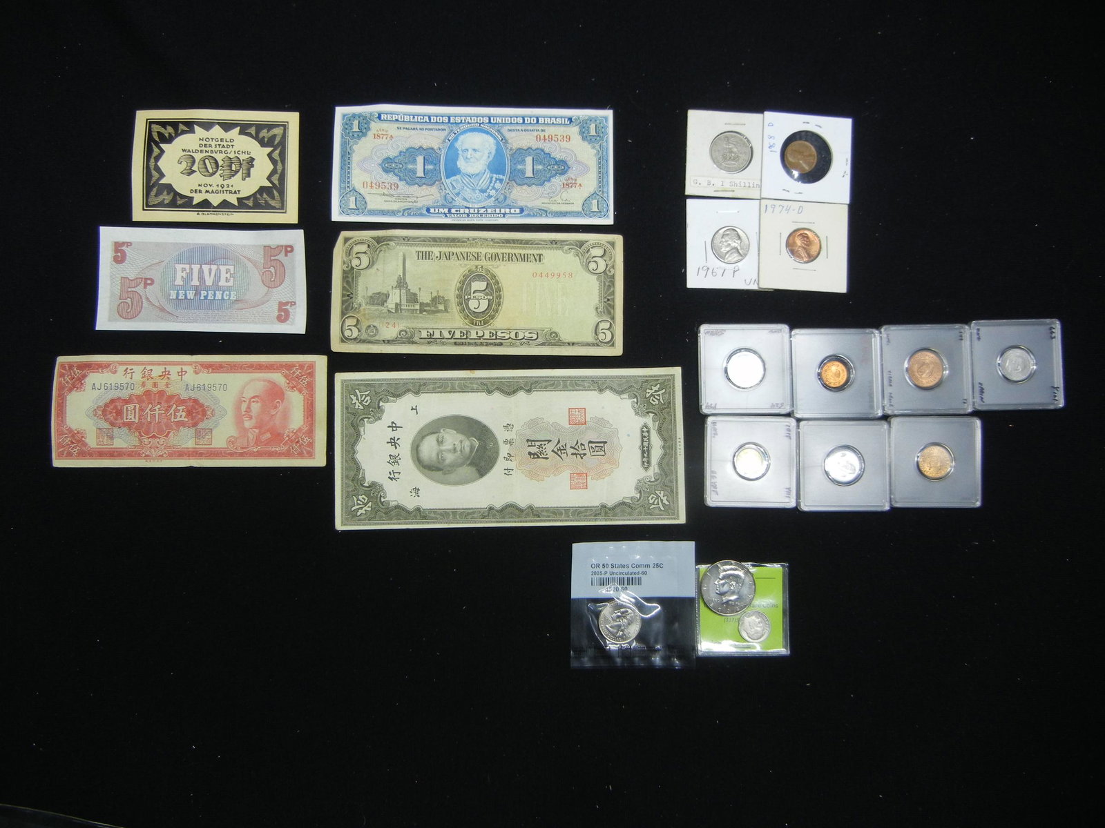 Misc. Lot: Foreign Currency, U.S. and Foreign Coins.: Misc. Lot: Foreign Currency, U.S. and Foreign Coins.
