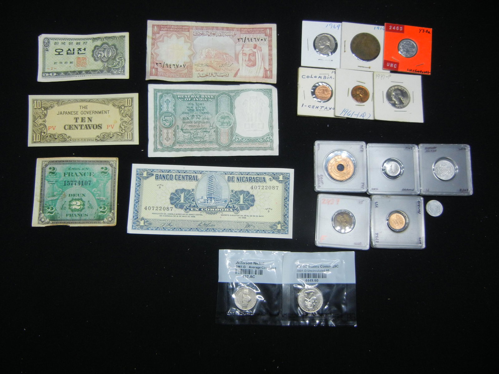 Misc. Lot: Foreign Currency, U.S. and Foreign Coins.: Misc. Lot: Foreign Currency, U.S. and Foreign Coins.