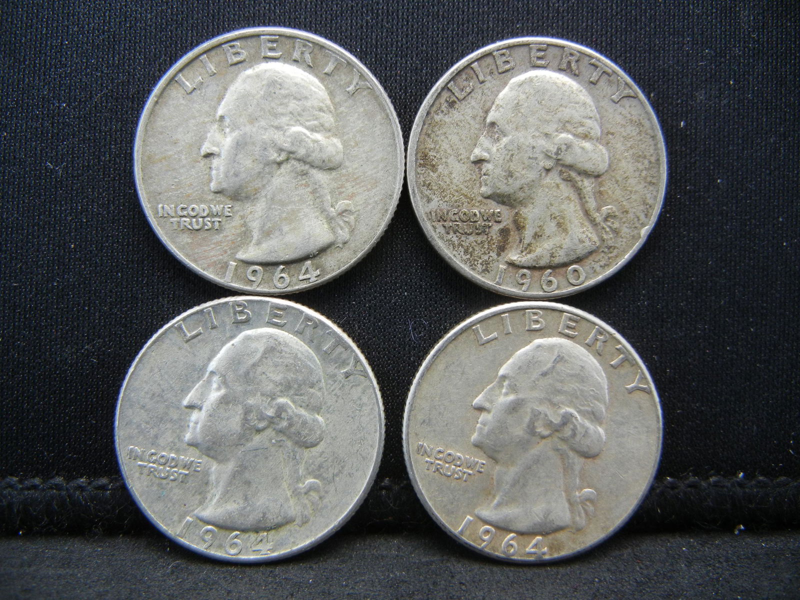 (4) 90% Silver Washington Quarters 1960, and three (1 of 2)