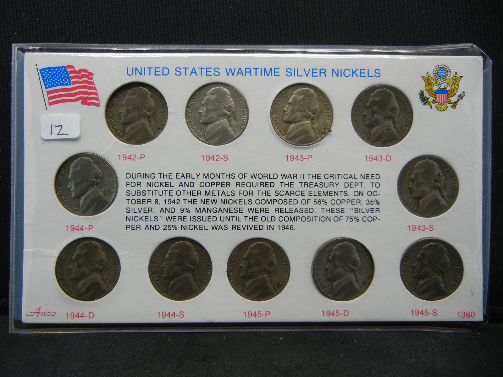 Complete US Wartime silver nickel collection, (1 of 2)
