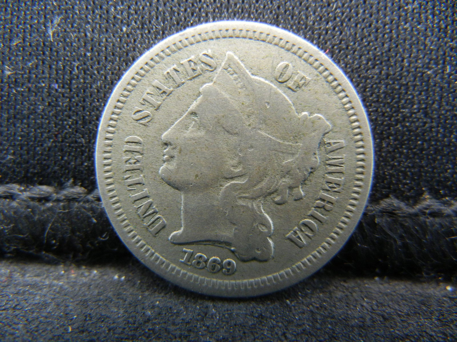 1869 Three Cent Nickel, Fine+ Condition. (1 of 2)