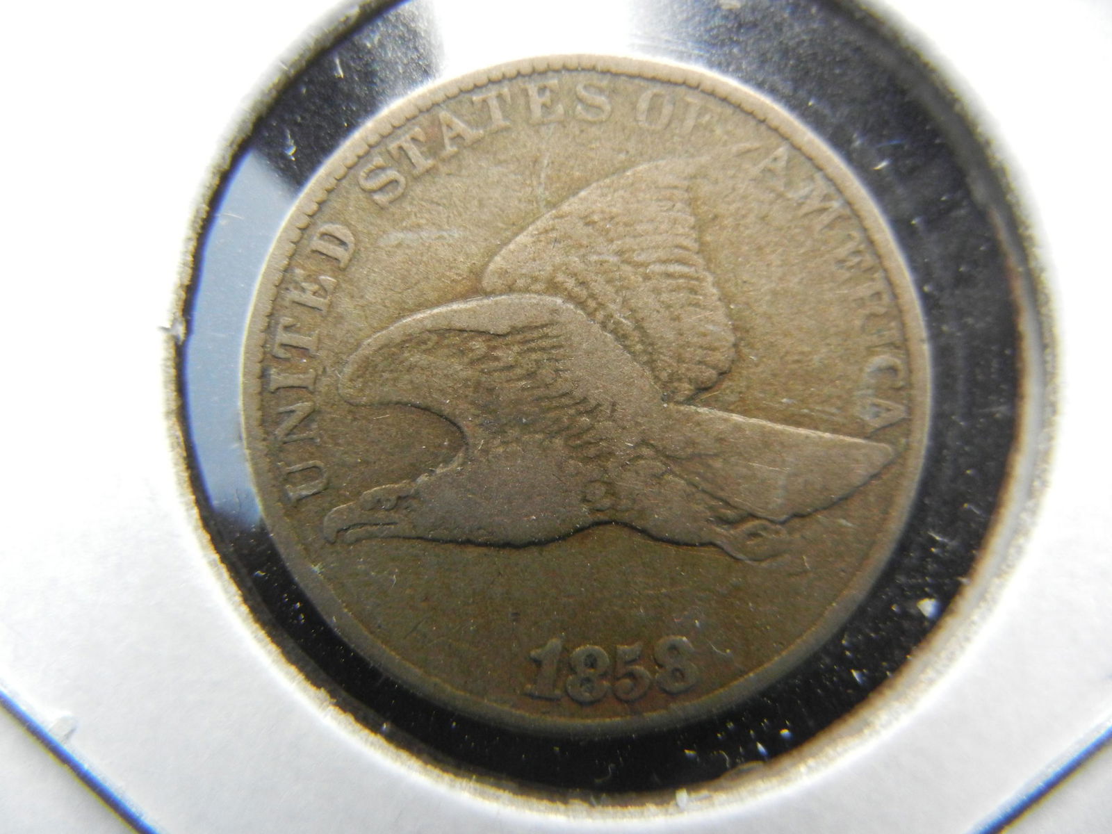 1858 Large Letters Flying Eagle Cent.  Very Fine—and (1 of 3)