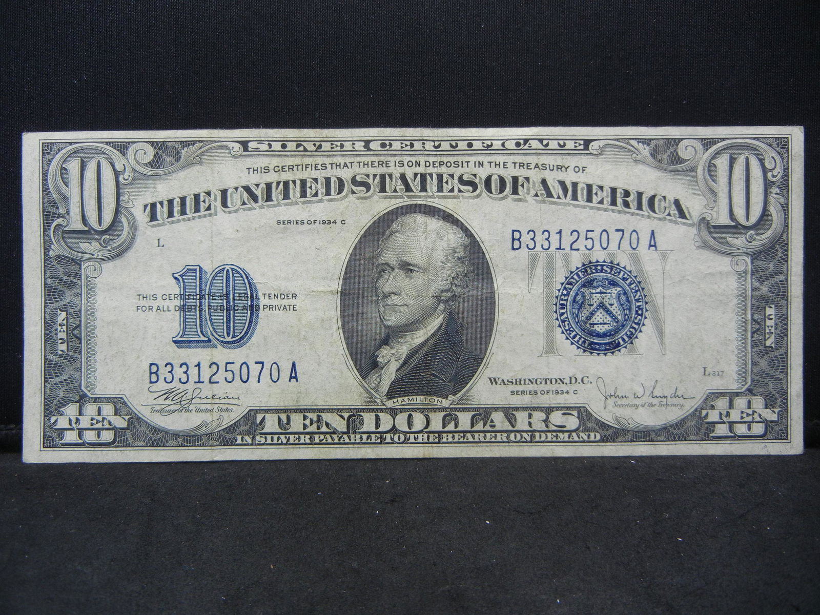 1934 C Ten Dollar Silver Certificate (1 of 3)