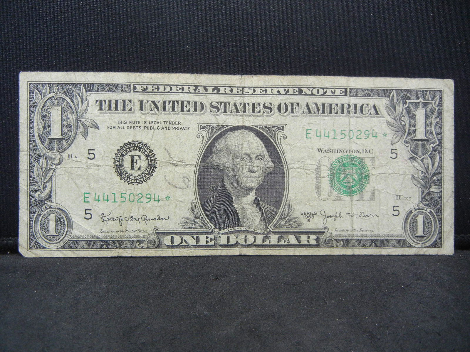 1963 B $1.00 STAR Barr Note (1 of 3)