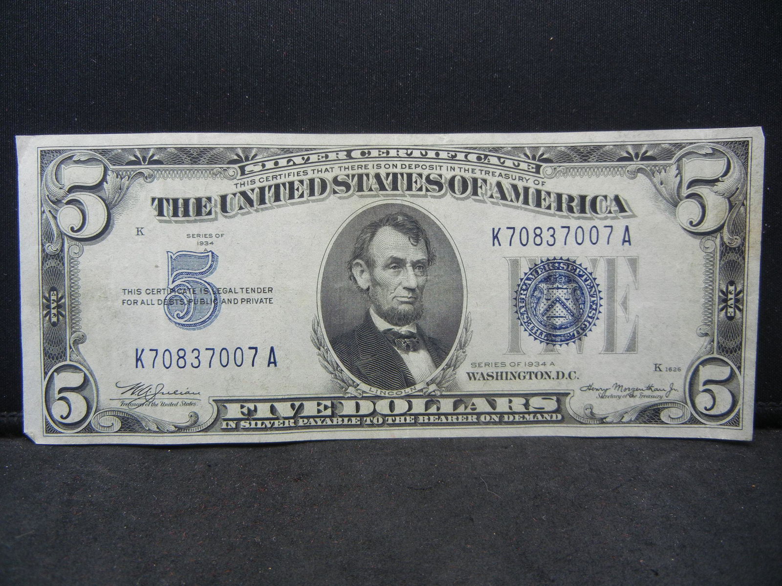 Series 1934 A United States Blue Seal $5.00 Note (1 of 3)